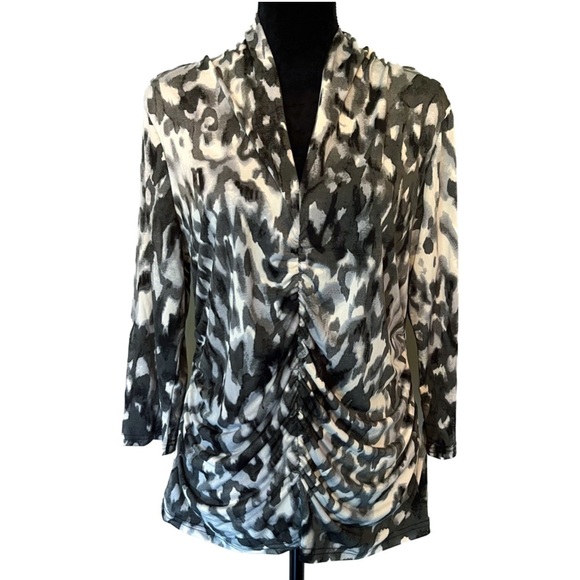 Rafaella Tops - RAFAELLA Size XL Pebble Ombre Ruched 3/4 Sleeve Top NWT